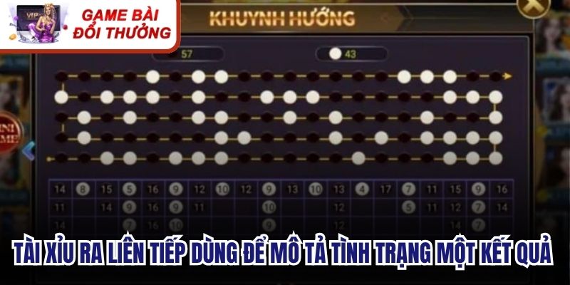 Tài xỉu ra liên tiếp dùng để mô tả tình trạng một kết quả Tài hoặc Xỉu